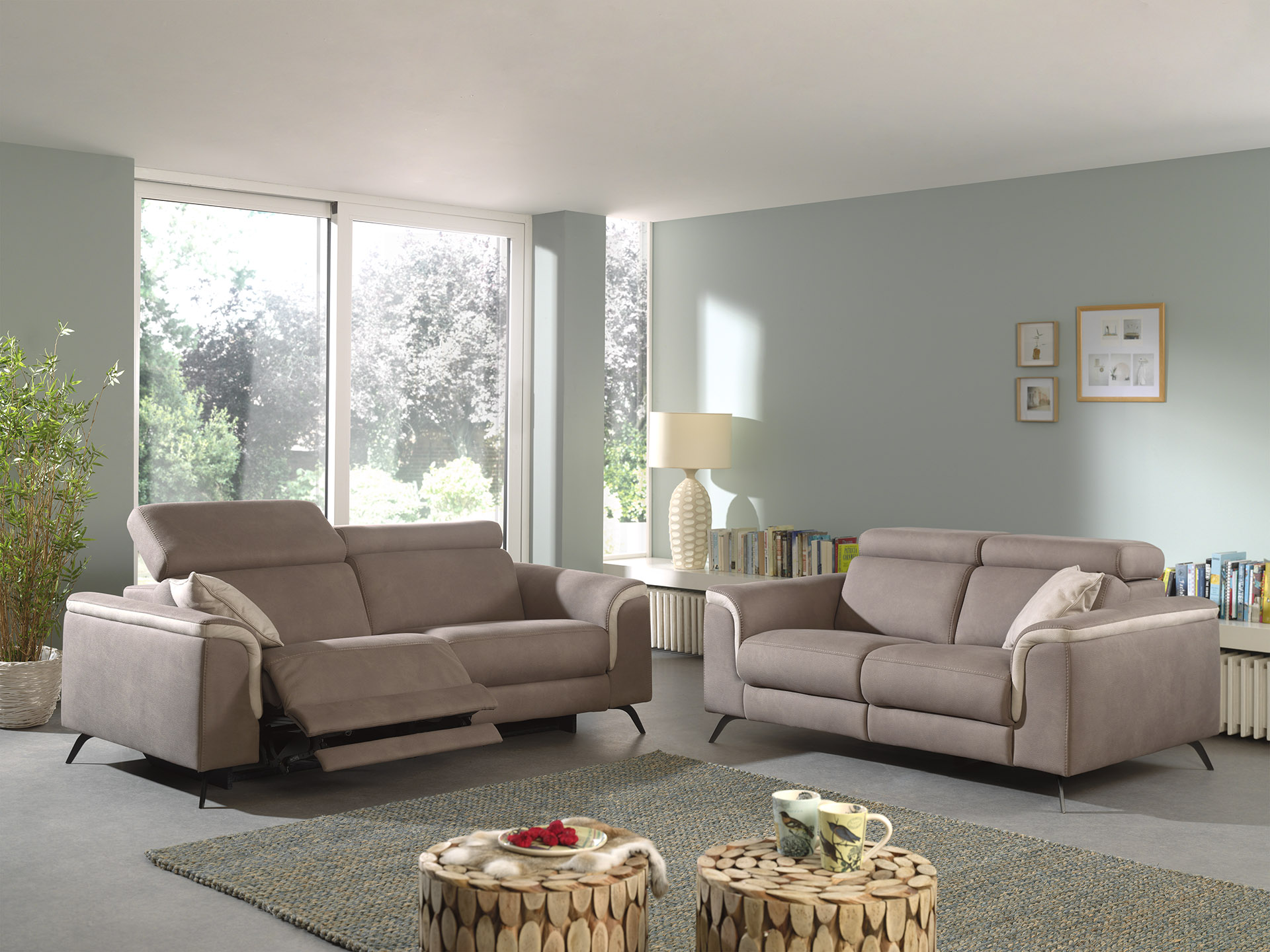 Salon Washington de relaxation en tissu gris